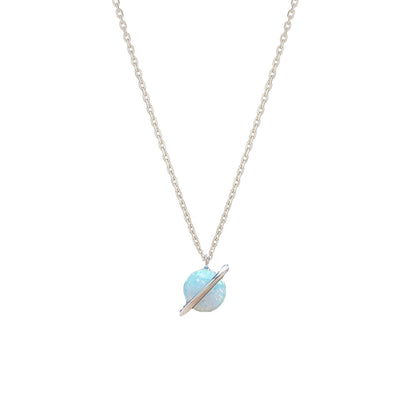 Tiny Opal Stone Necklace Planet Universe