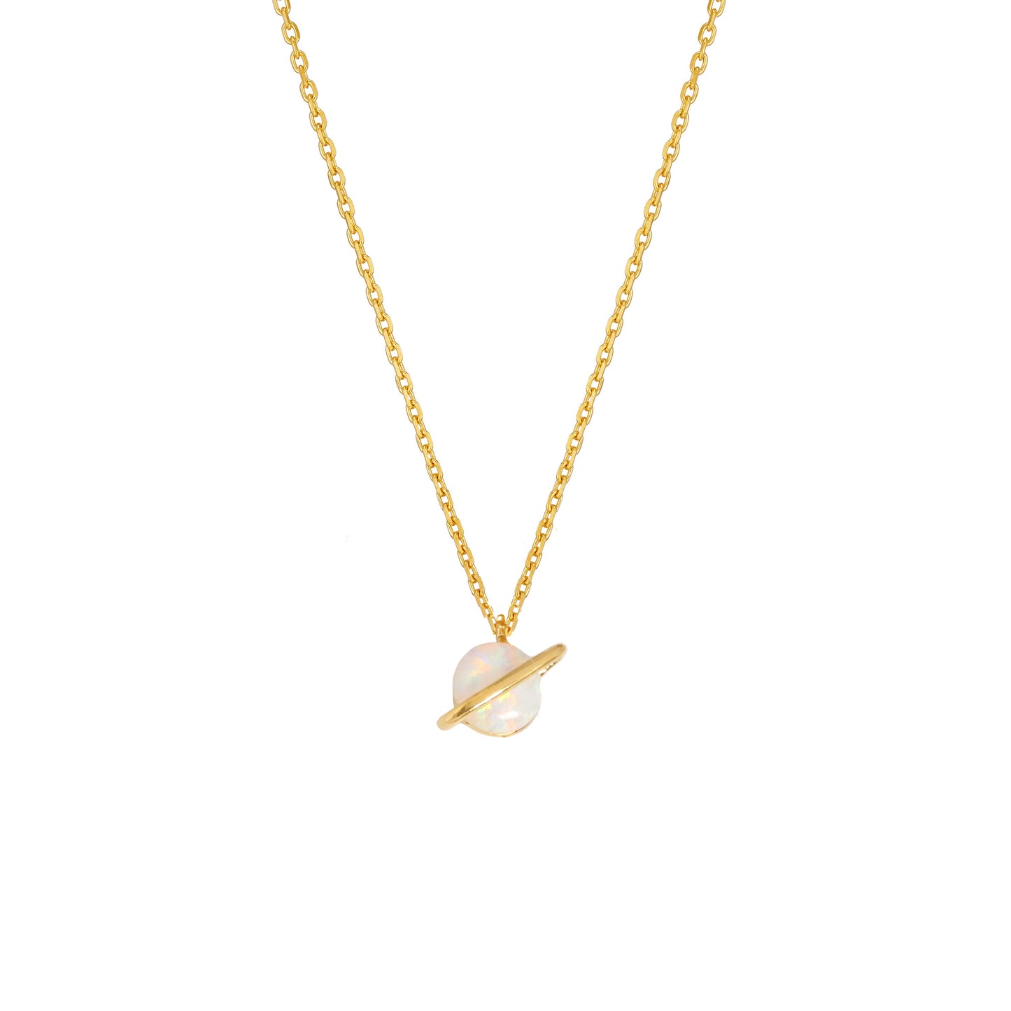 Tiny Opal Stone Necklace Planet Universe
