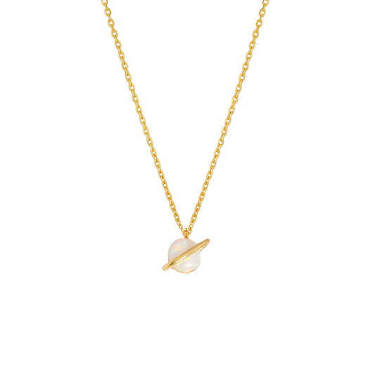 Tiny Opal Stone Necklace Planet Universe
