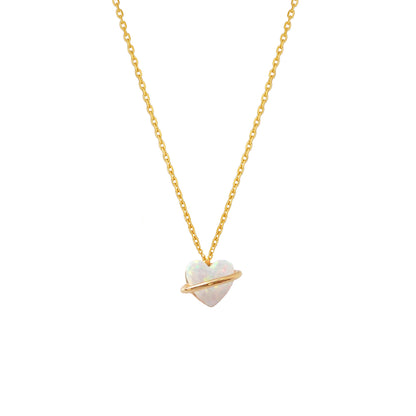 Tiny Opal Stone Heart Belt Necklace