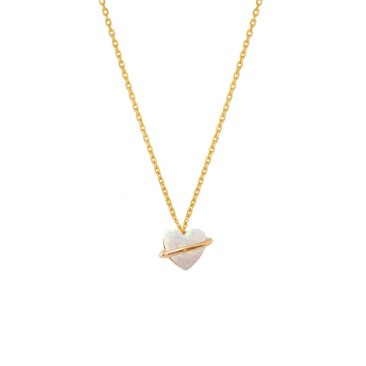 Tiny Opal Stone Heart Belt Necklace