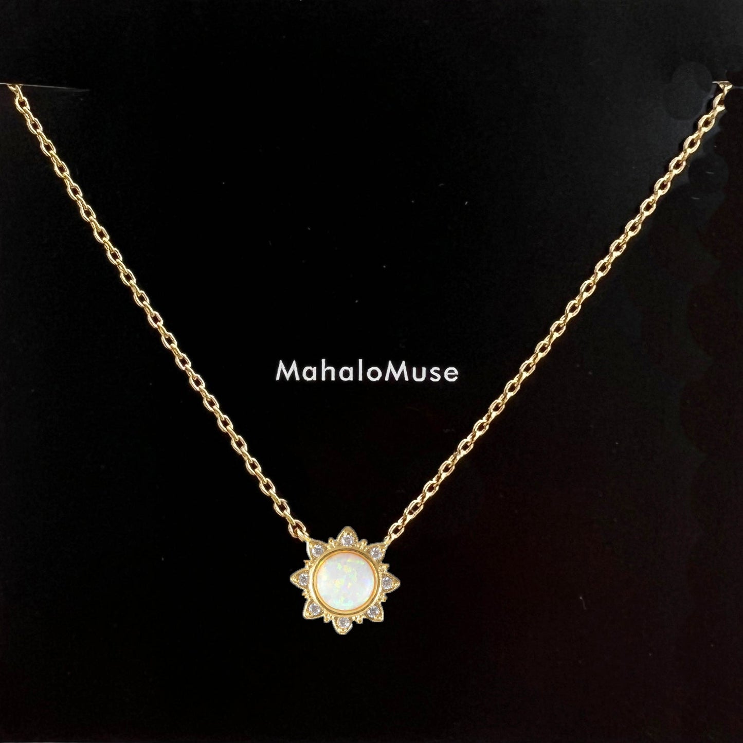 Opal Cubic Zirconia CZ Gemstone Necklace