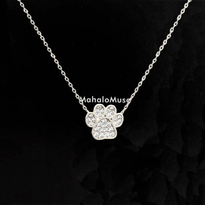 Dog Paw Coin Cubic Zirconia Necklace