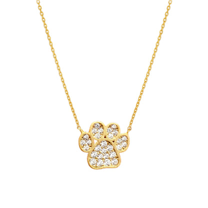 Dog Paw Coin Cubic Zirconia Necklace