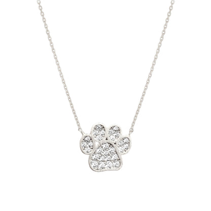 Dog Paw Coin Cubic Zirconia Necklace