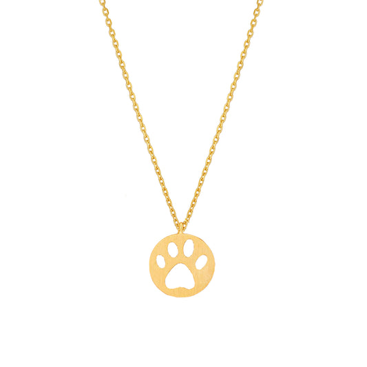Dog Paw Hollow Coin Necklace