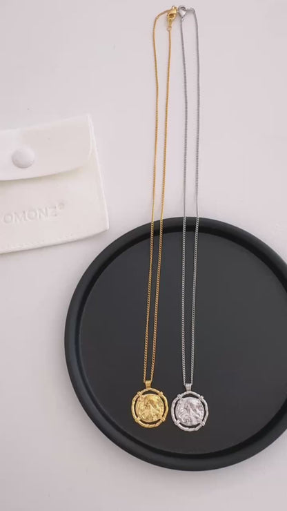 Hammered Medallion Pendant Necklace