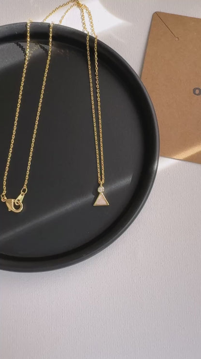 Triangle Opal CZ Stone Necklace