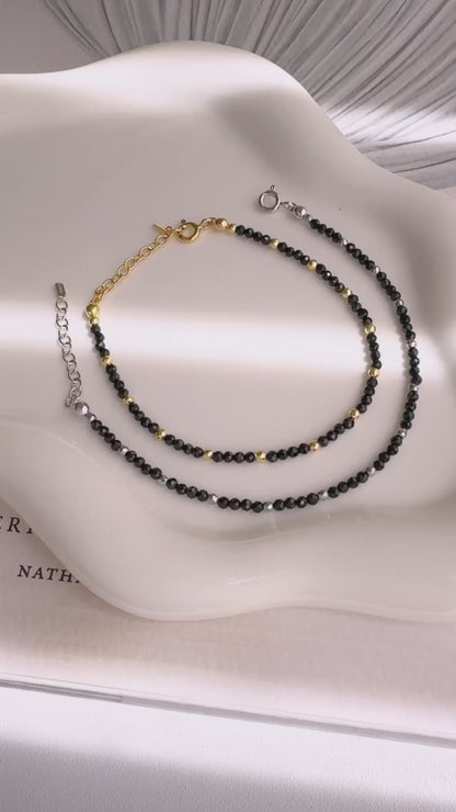 Black Spinel Gemstone Beads Bracelet