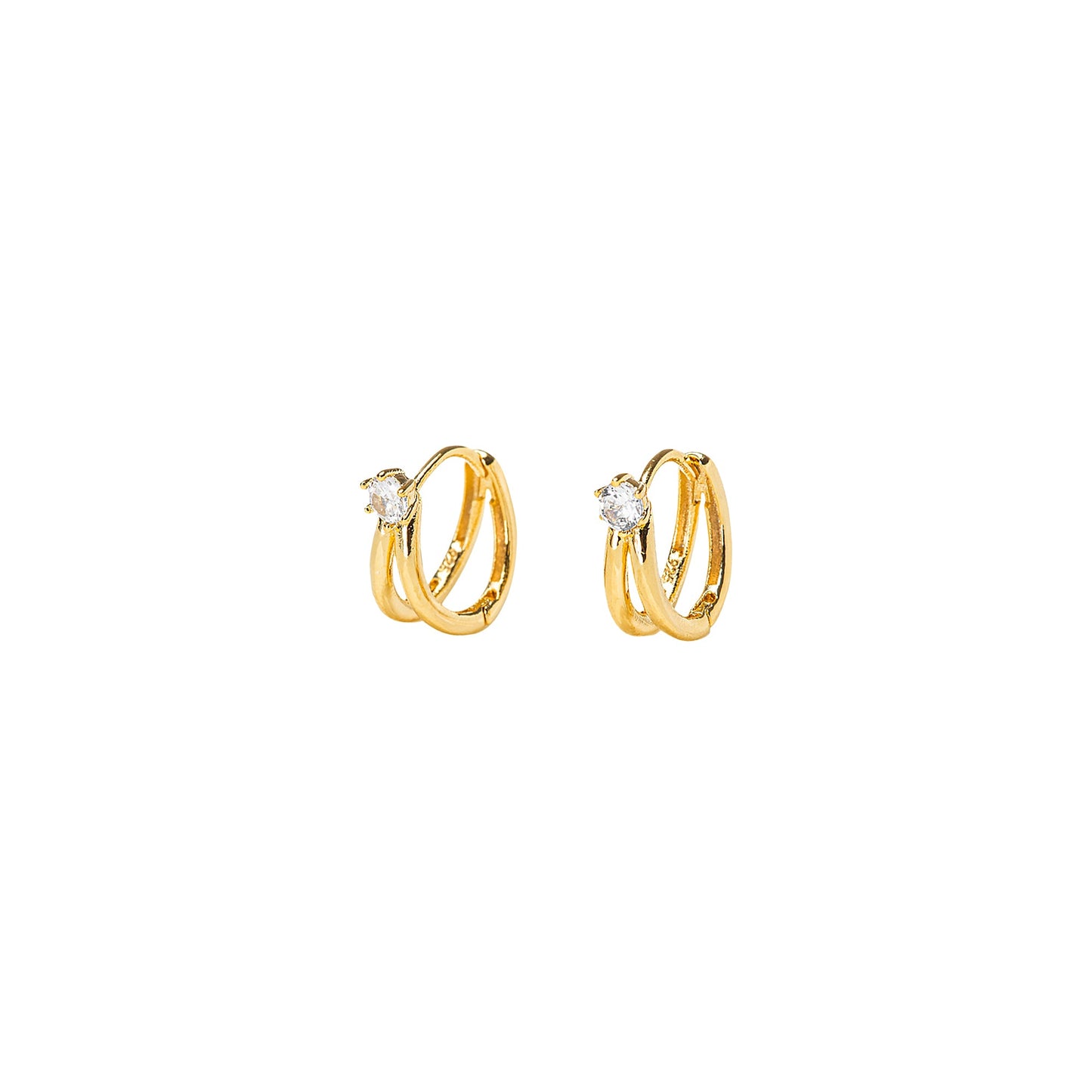 Double Line Mini Hoops CZ Earrings