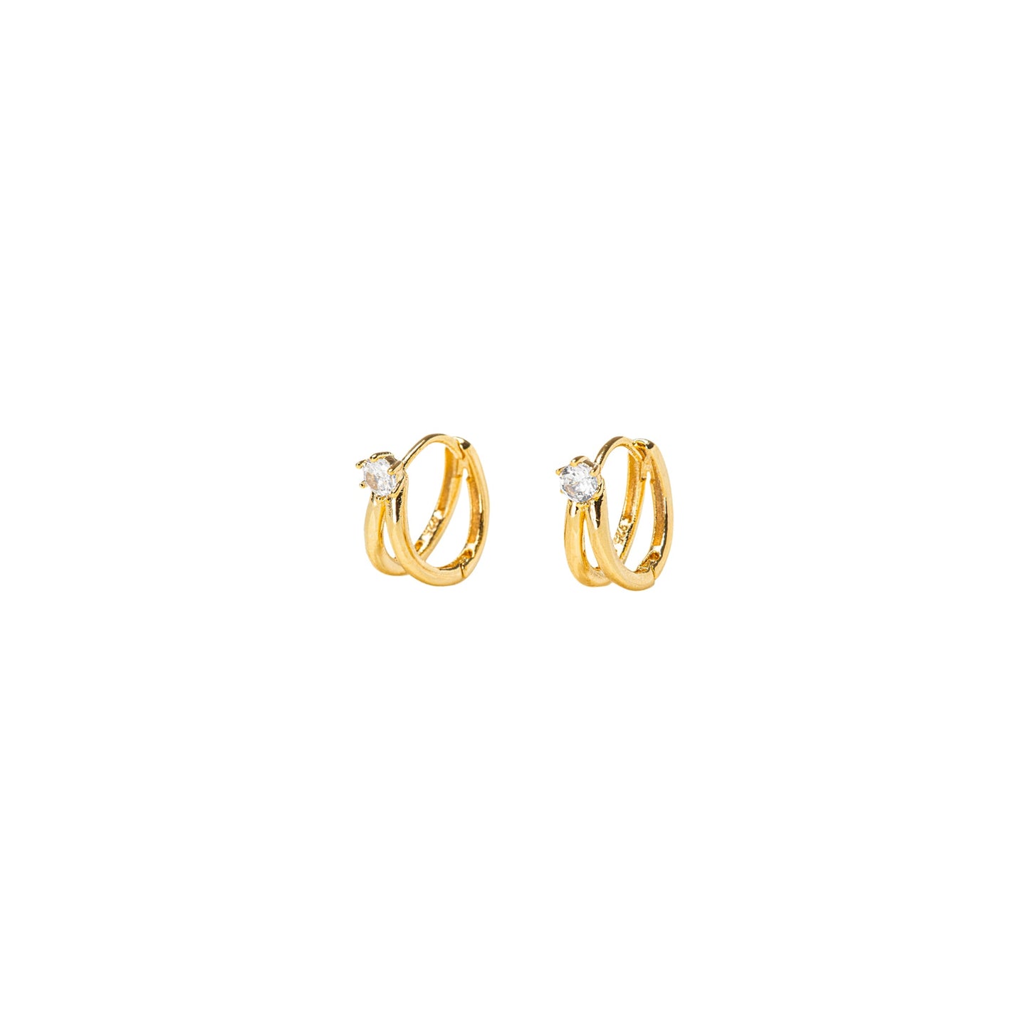 Double Line Mini Hoops CZ Earrings