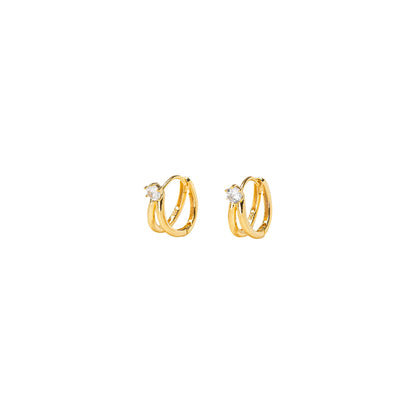 Double Line Mini Hoops CZ Earrings