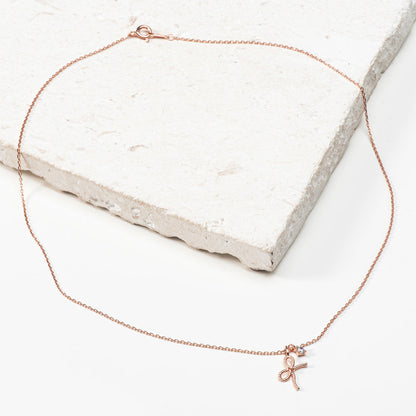 Twisted Rope Ribbon with CZ Charm Necklace