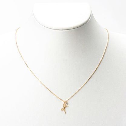 Twisted Rope Ribbon with CZ Charm Necklace