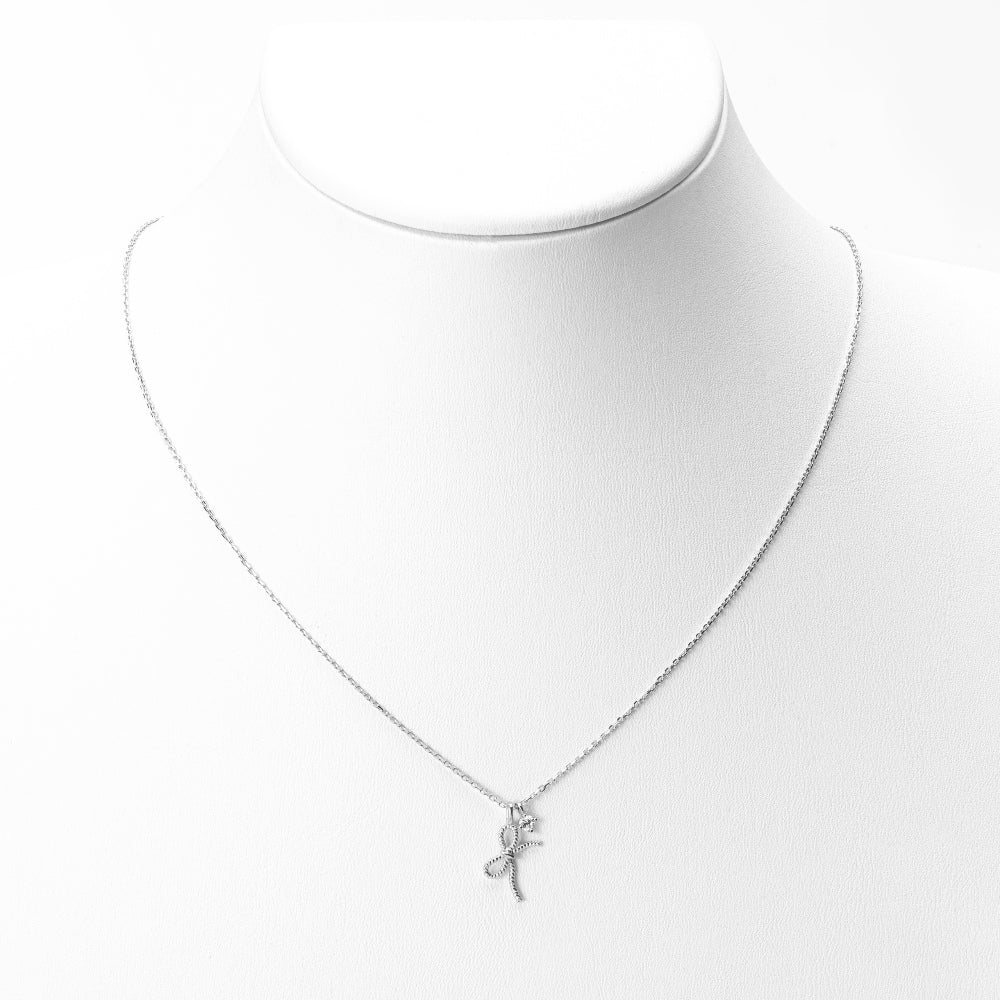 Twisted Rope Ribbon with CZ Charm Necklace