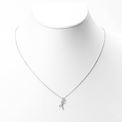 Twisted Rope Ribbon with CZ Charm Necklace