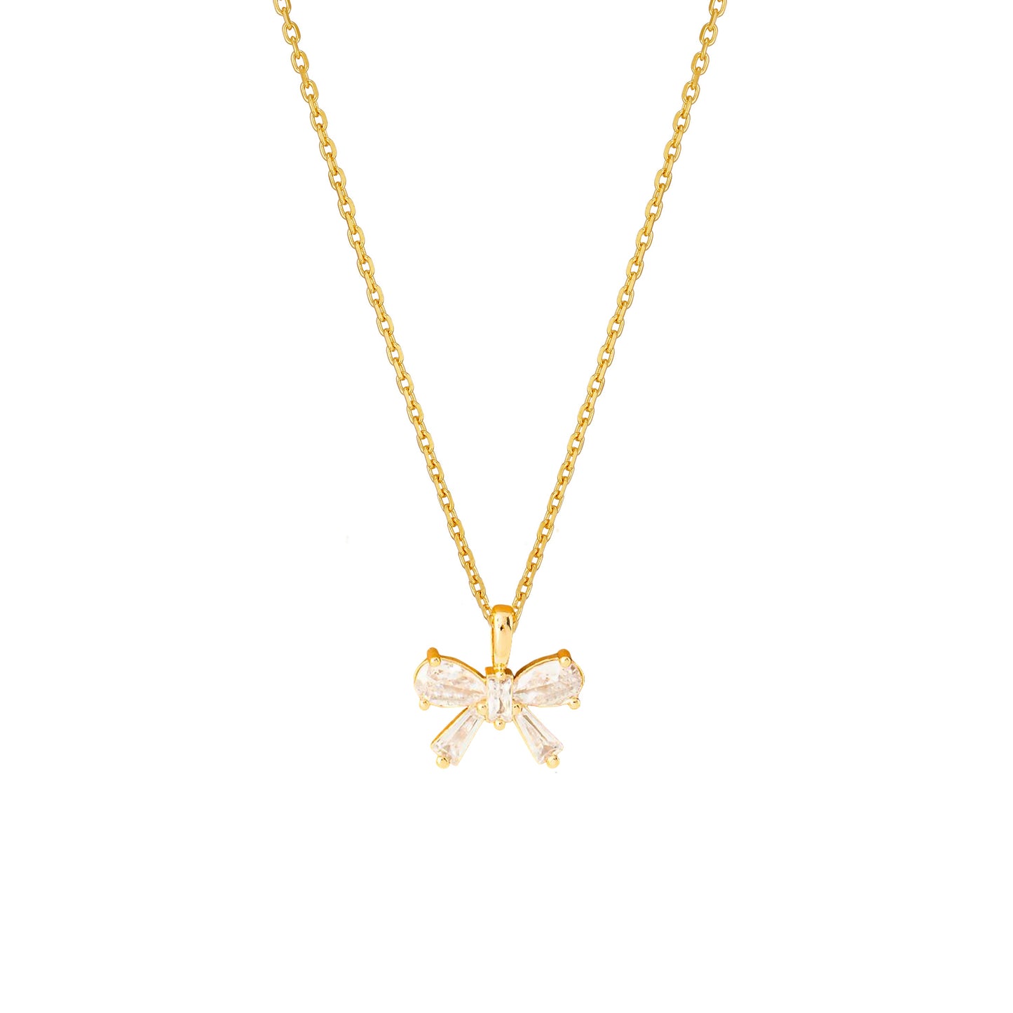 Ribbon Clear Crystal Cubic Zirconia Necklace