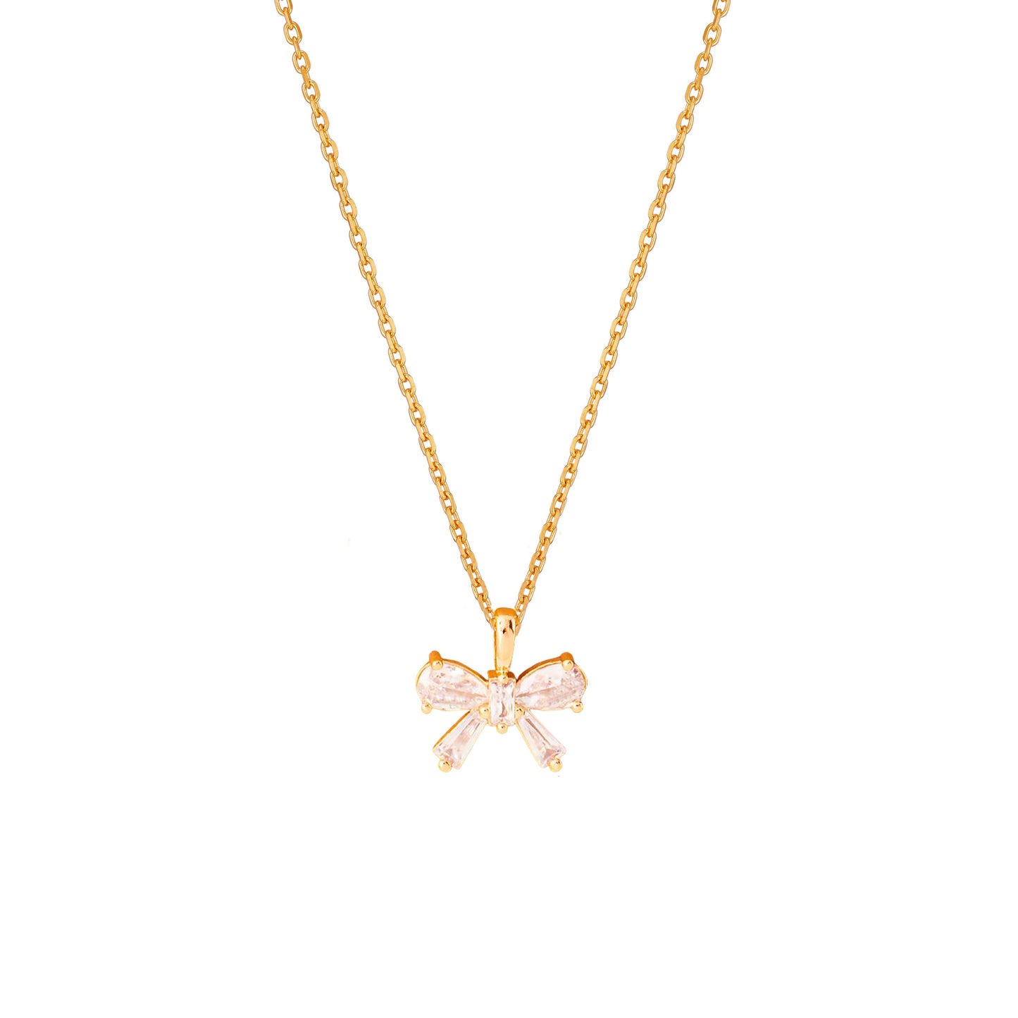 Ribbon Clear Crystal Cubic Zirconia Necklace