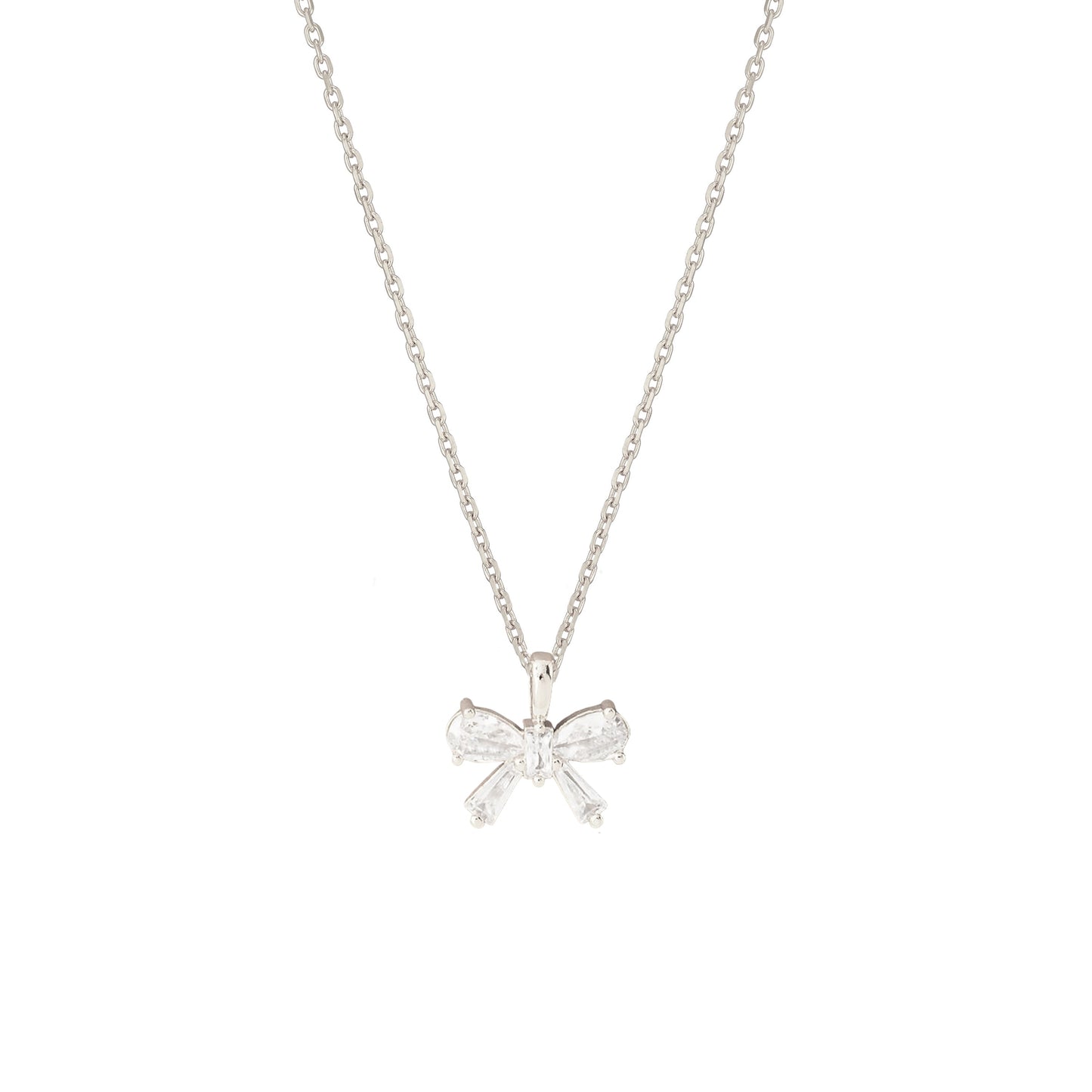 Ribbon Clear Crystal Cubic Zirconia Necklace