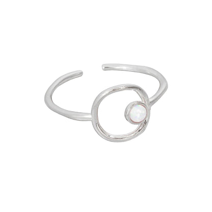 Round Circle Opal Shell Stud Stone Ring