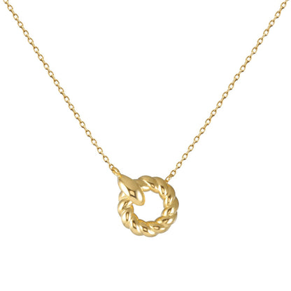 Circle Twisted Rope Round Pendant Necklace