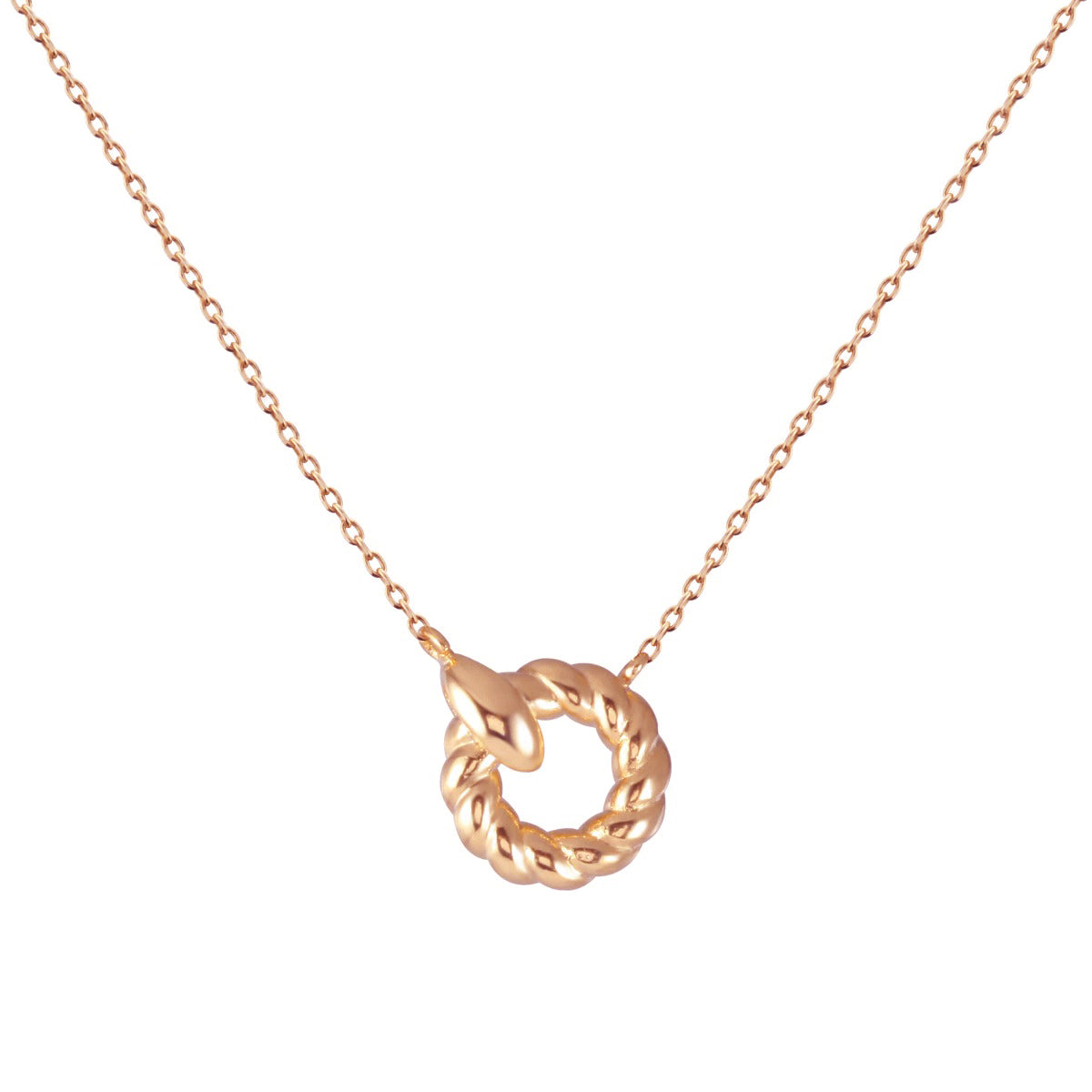Circle Twisted Rope Round Pendant Necklace