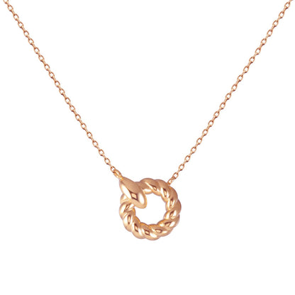 Circle Twisted Rope Round Pendant Necklace