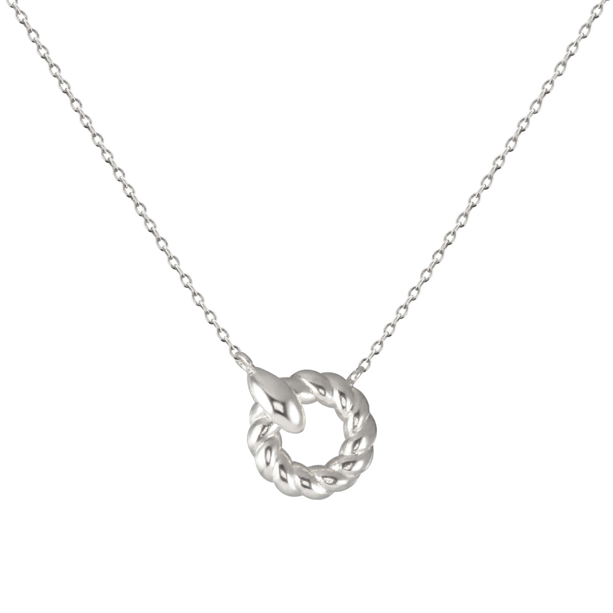 Circle Twisted Rope Round Pendant Necklace