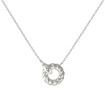 Circle Twisted Rope Round Pendant Necklace