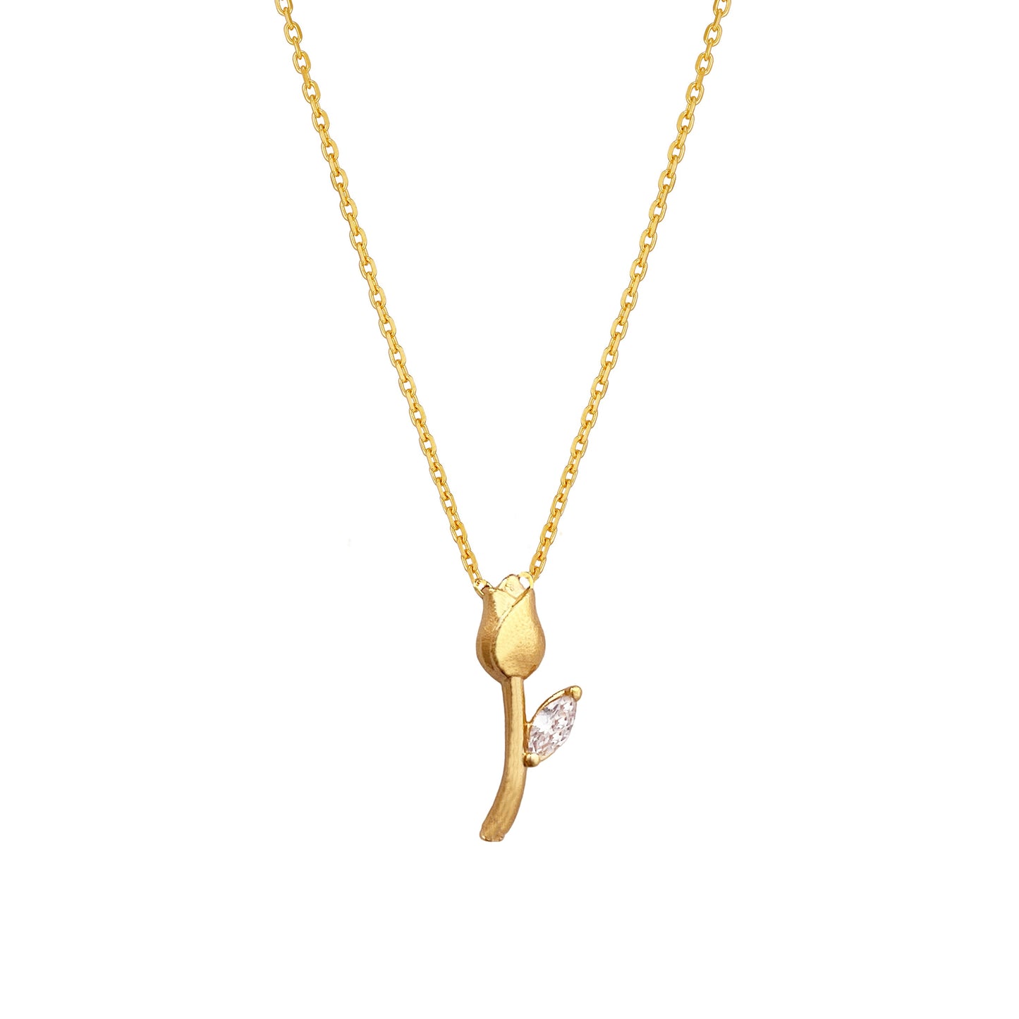 Tulip Cubic Zirconia Pendant Necklace