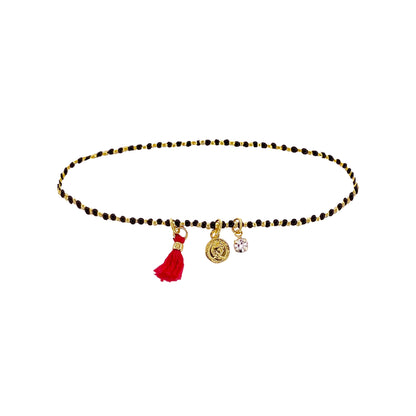 Seed Beaded Bracelet Tassel Tiny Coin Crystal Charm