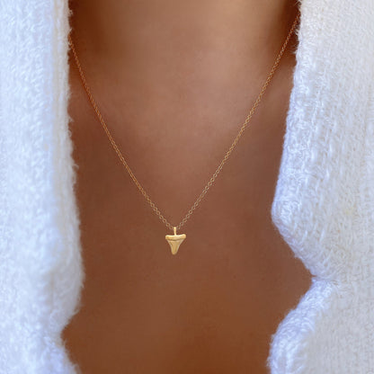 Shark Tooth Shape Pendant Necklace 18K Gold Dipped