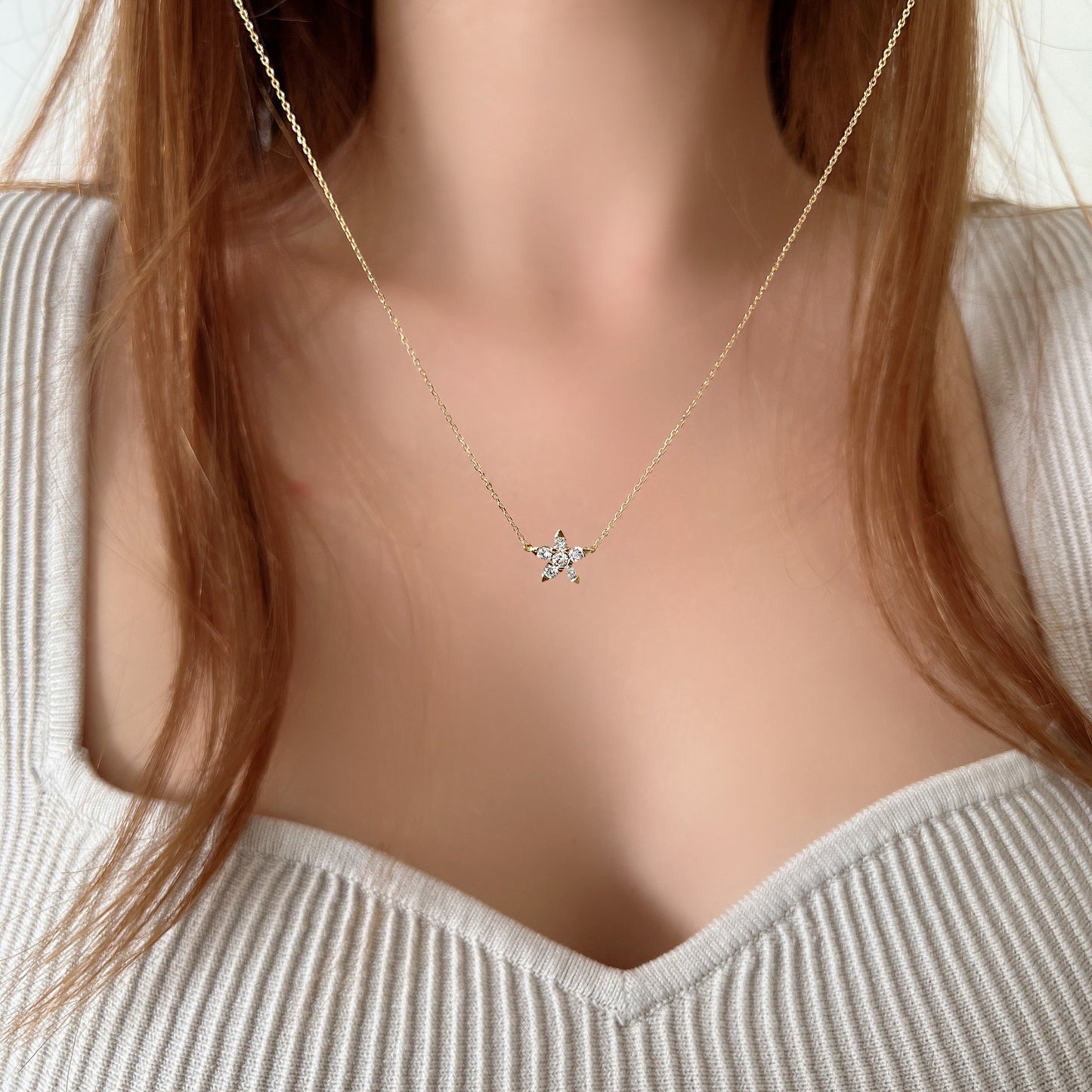 Five Leaves Flower CZ Necklace