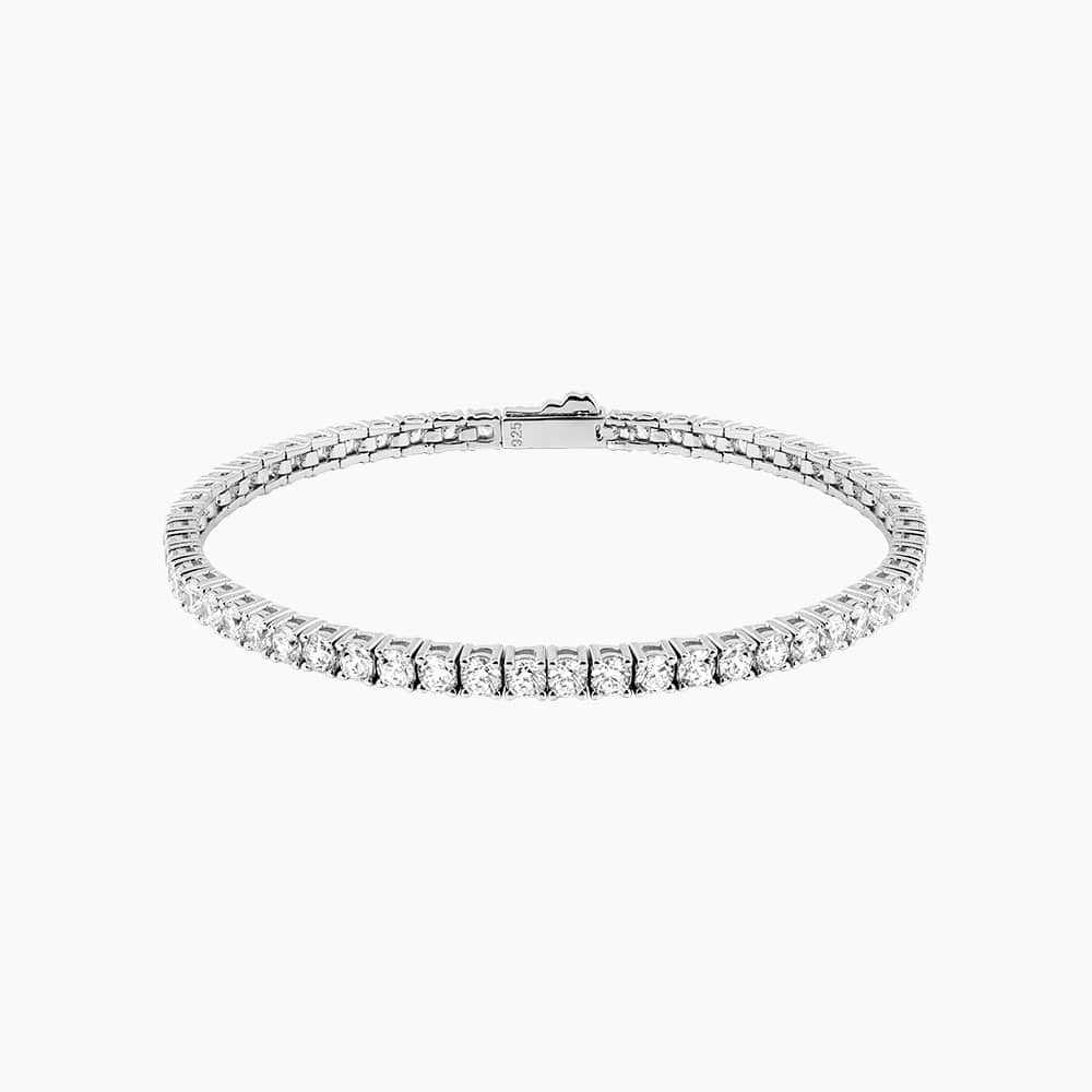 Tennis Solid 925 Silver 24K White Gold Bracelet