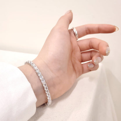 Tennis Cubic Zirconia Chain 925 Silver Bracelet