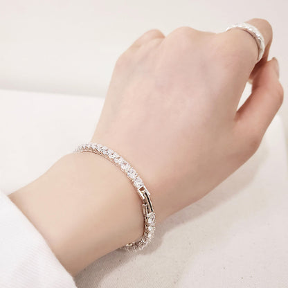 Tennis Cubic Zirconia Chain 925 Silver Bracelet