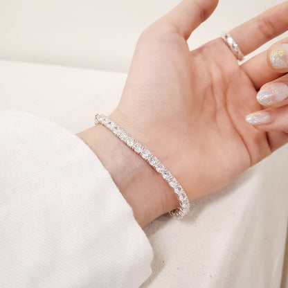 Tennis Cubic Zirconia Chain 925 Silver Bracelet