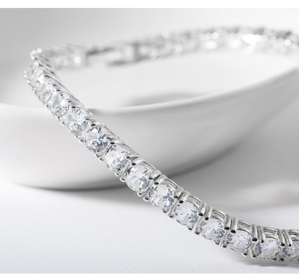 Tennis Cubic Zirconia Chain 925 Silver Bracelet