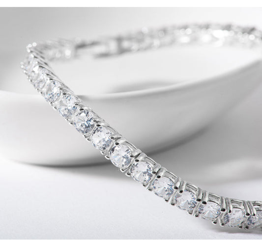 Tennis Cubic Zirconia Chain 925 Silver Bracelet