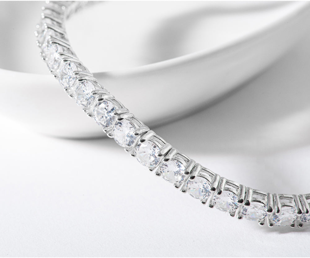 Tennis Cubic Zirconia Chain 925 Silver Bracelet