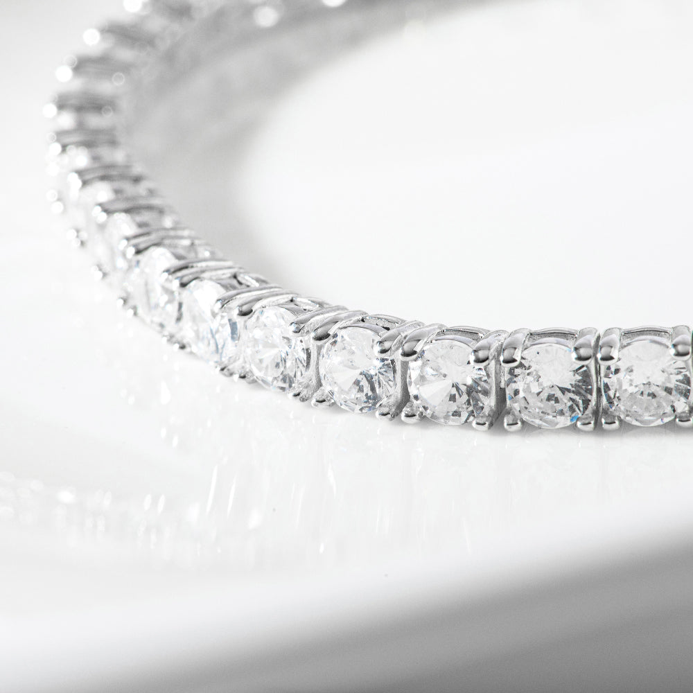 Tennis Cubic Zirconia Chain 925 Silver Bracelet