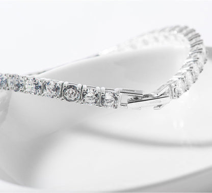 Tennis Cubic Zirconia Chain 925 Silver Bracelet