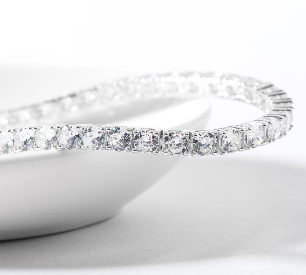 Tennis Cubic Zirconia Chain 925 Silver Bracelet