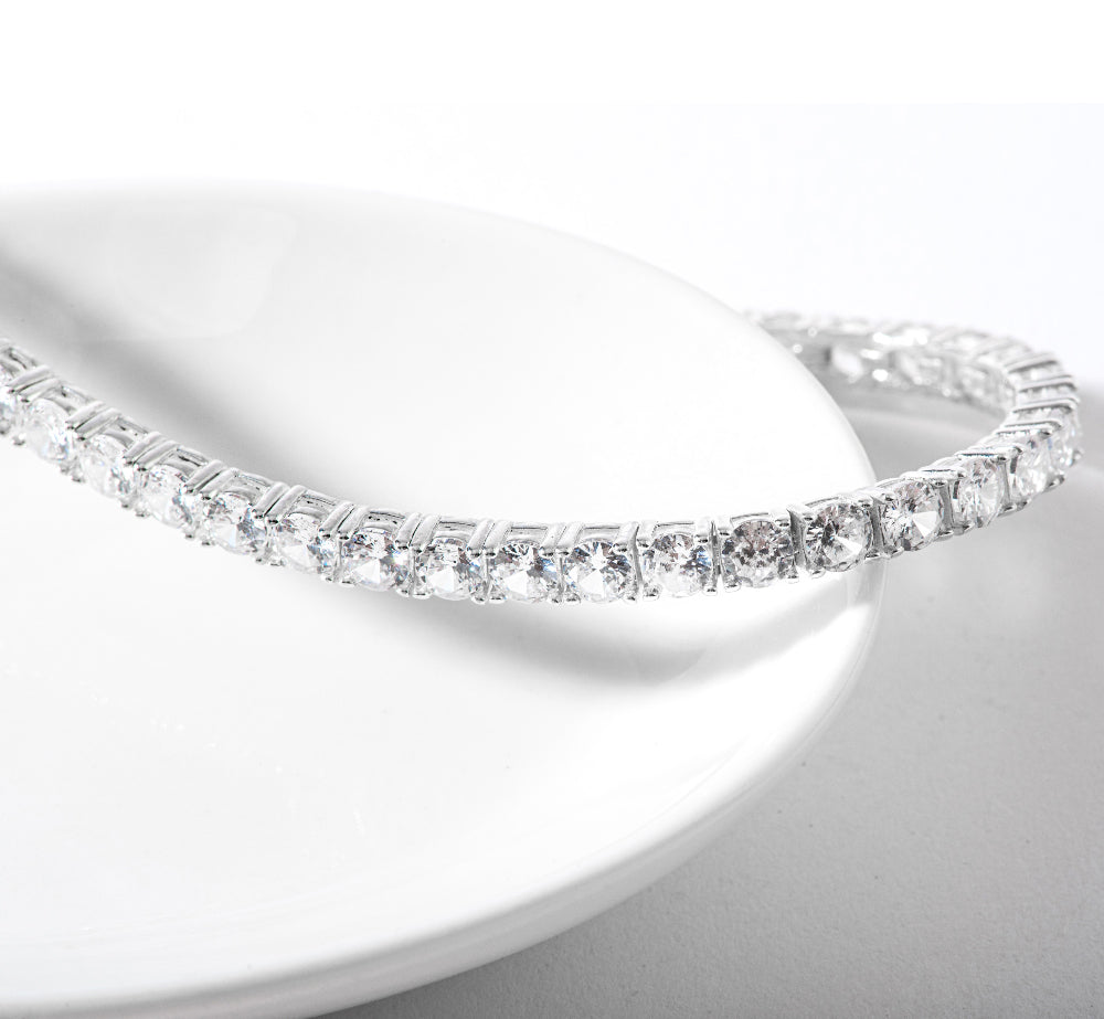 Tennis Cubic Zirconia Chain 925 Silver Bracelet