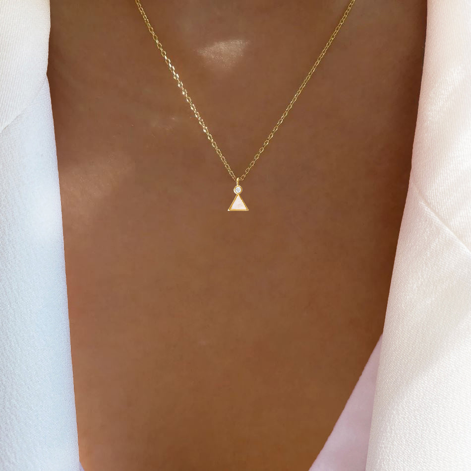 Triangle Opal CZ Stone Necklace