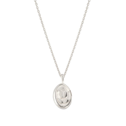 Oval Disc Tulip Flower Pendant Necklace