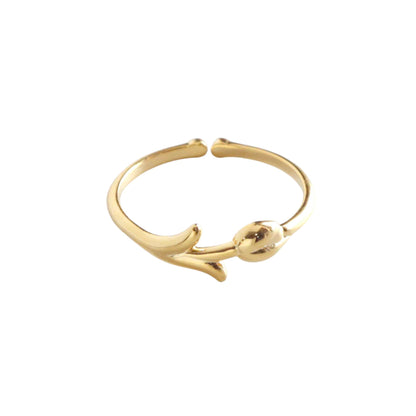 Flower Tulip Rose Adjustable Open Ring
