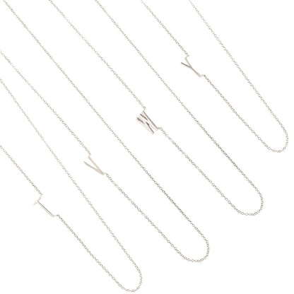 Initial Sideways Alphabet Letter Pendant Necklace
