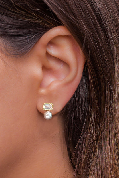 Swarovski Pearl Square Cubic 5mm Stud Earrings