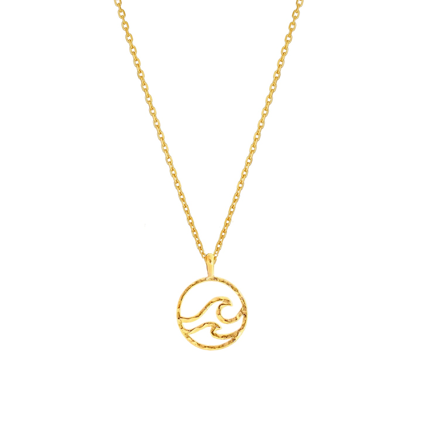 Ocean Wave Hollow Disc Coin Necklace